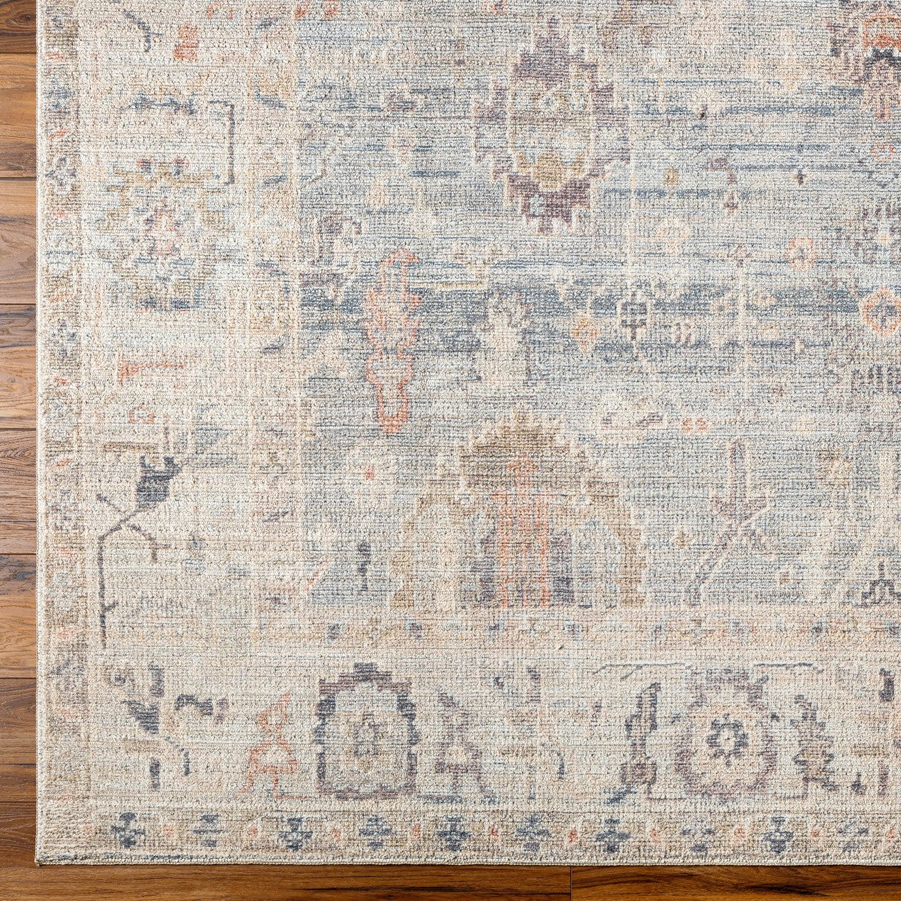 AANSHI Becki Owens x Livabliss Vintage Traditional Oriental Boho Grey/Pale Blue Area Rug Overhead