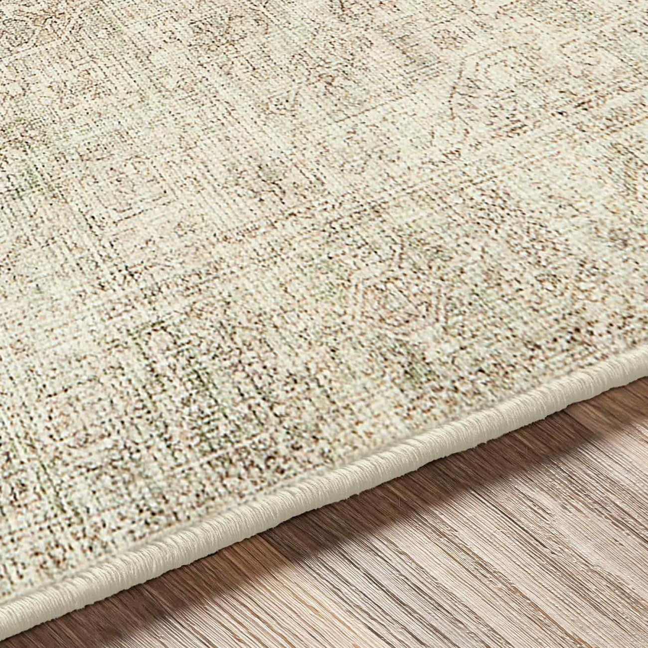 AASHI Becki Owens x Livabliss Vintage Traditional Oriental Boho Sage/Cream Area Rug Texture