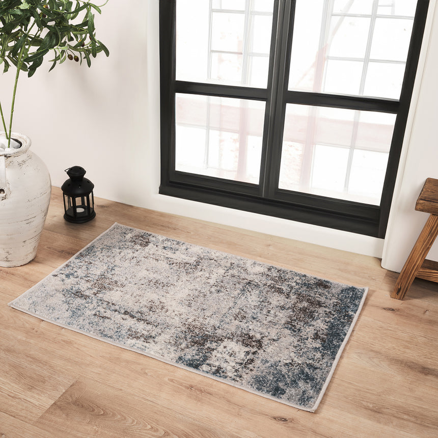 Noa Abstract Modern Marble Teal Rug