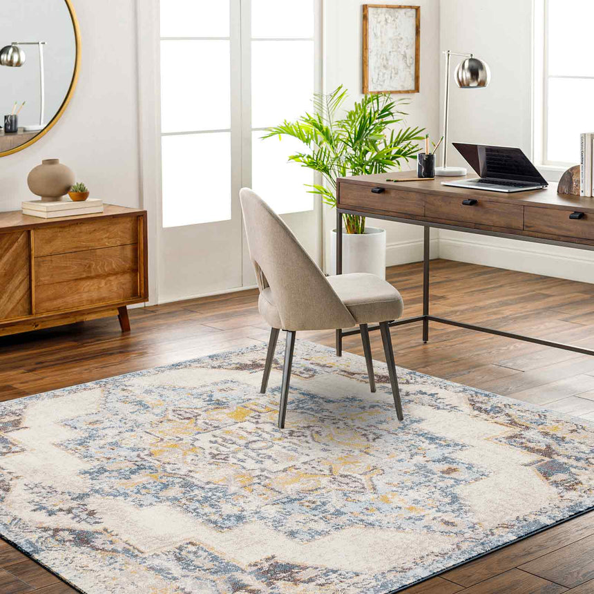 Agra Vintage Oriental Boho Sky Blue Rug