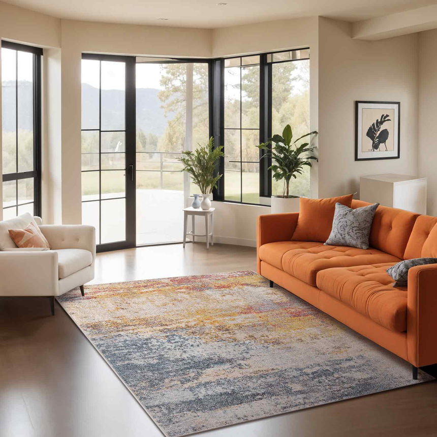 Valerie Abstract Modern Marble Light Grey Rug