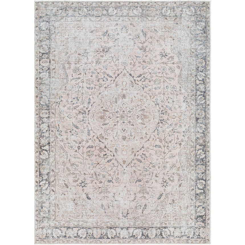 Indigo Machine Washable Traditionnal Boho Blush Rug