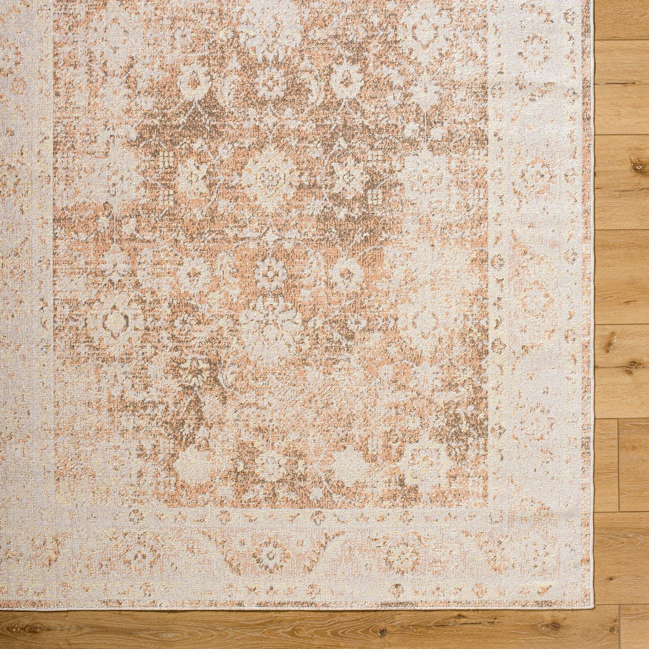 ANSELINE Machine Washable Traditional Boho Rust Area Rug Overhead
