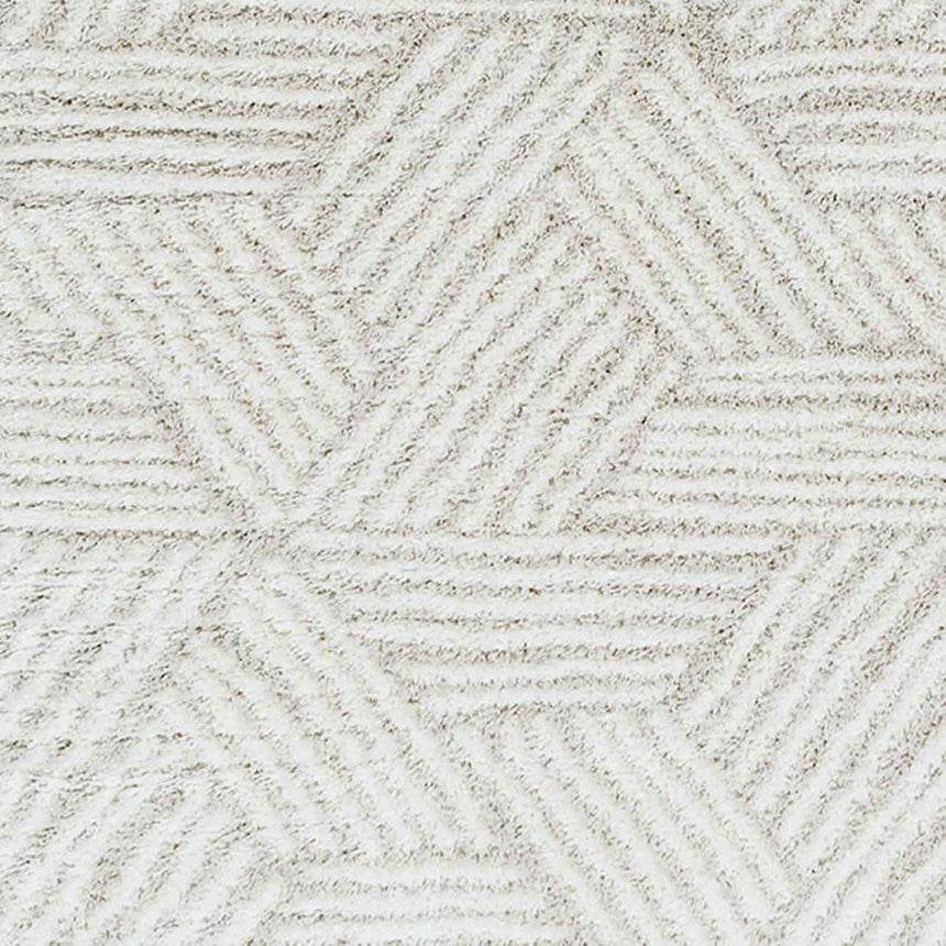 Allie Shaggy Geometric Plush Pile Beige Rug
