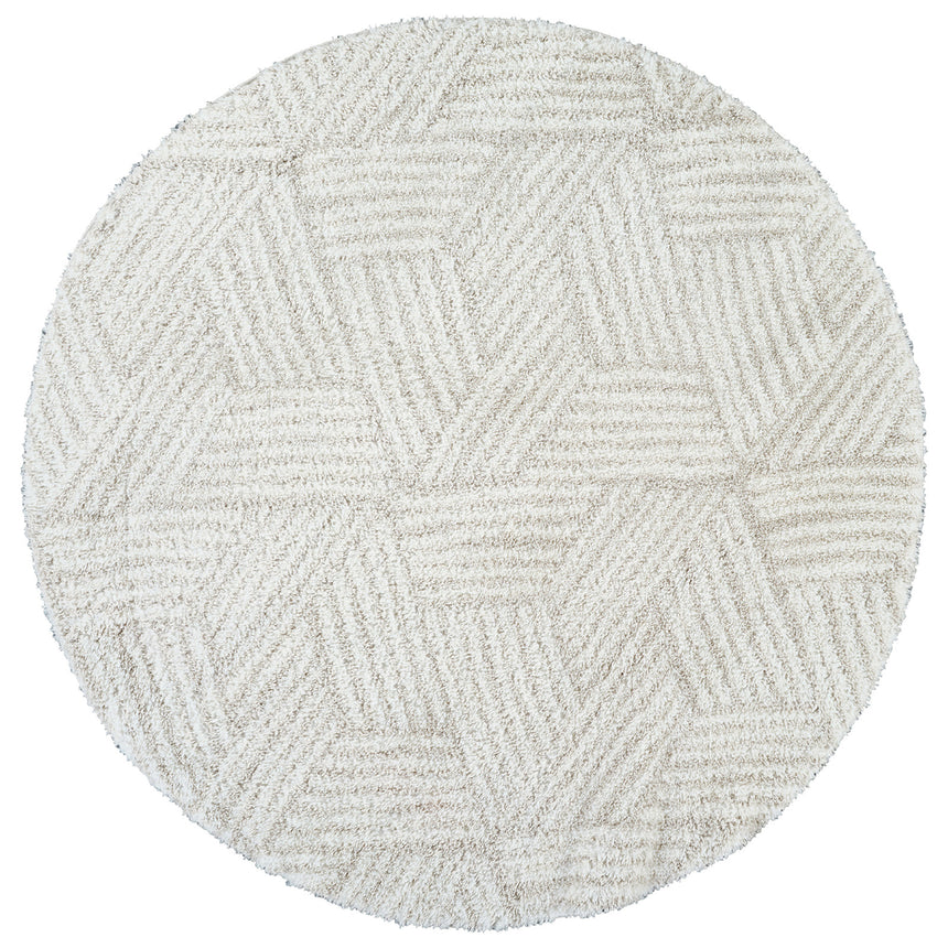 Allie Shaggy Geometric Plush Pile Beige Rug