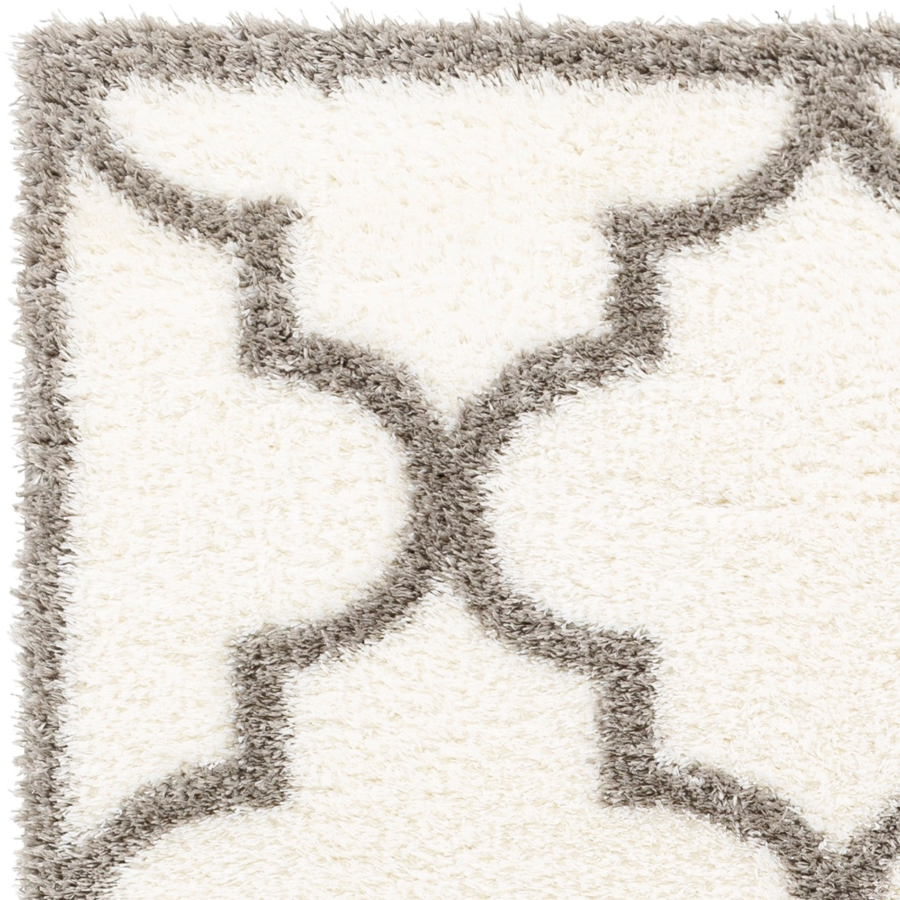 ELLIE Shaggy Cottage Plush Pile Ivory Area Rug Zoom