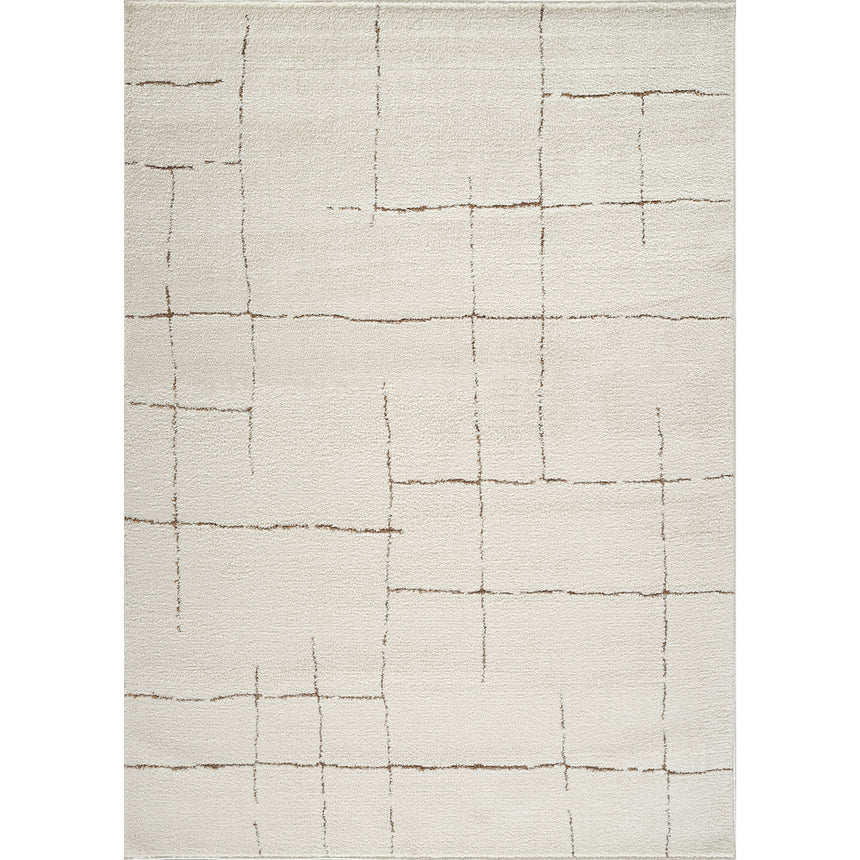 Ava Scandi Modern High Pile Ivory/Brown Rug