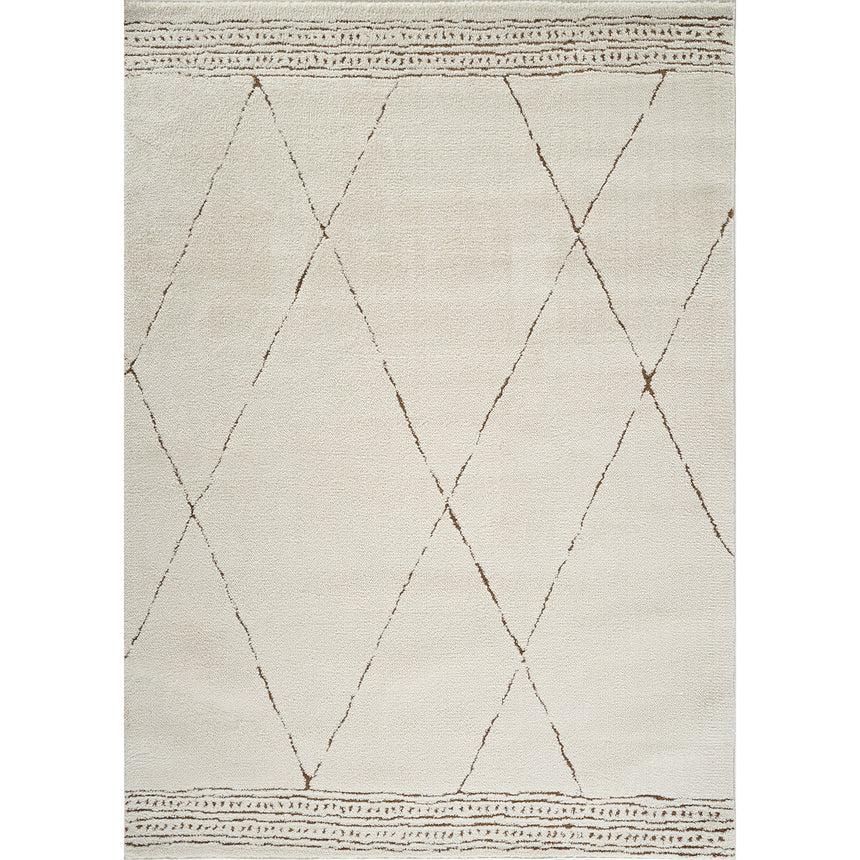 Inga Berber Modern High Pile Ivory/Brown Rug