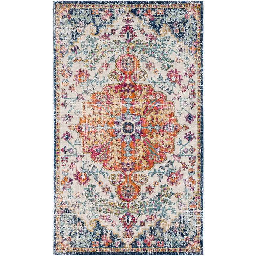 Lou Vintage Oriental Boho Saffron/Navy Rug