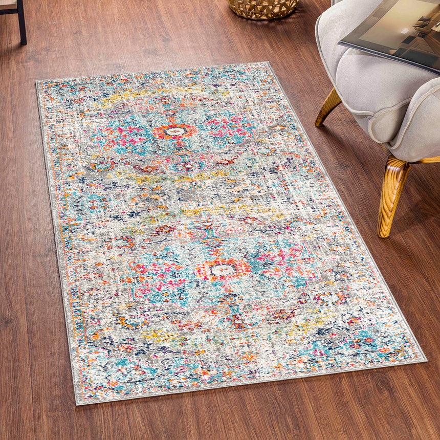 Lou Vintage Oriental Boho Teal/Beige Rug