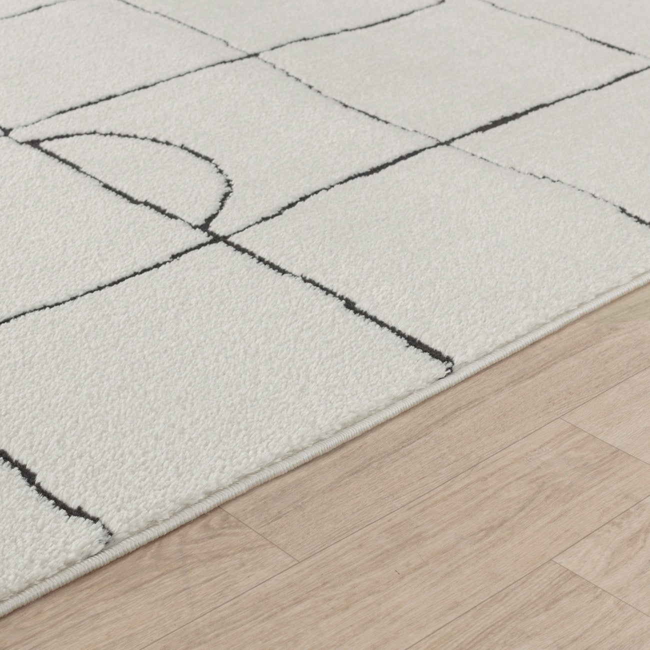 HOPE Scandi Modern High Pile Ivory/Black Area Rug Texture