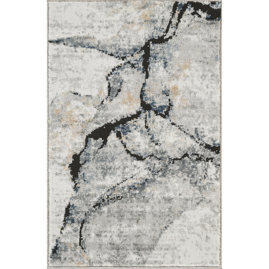 Lyna Abstract Modern Marble Ivory Grey Rug