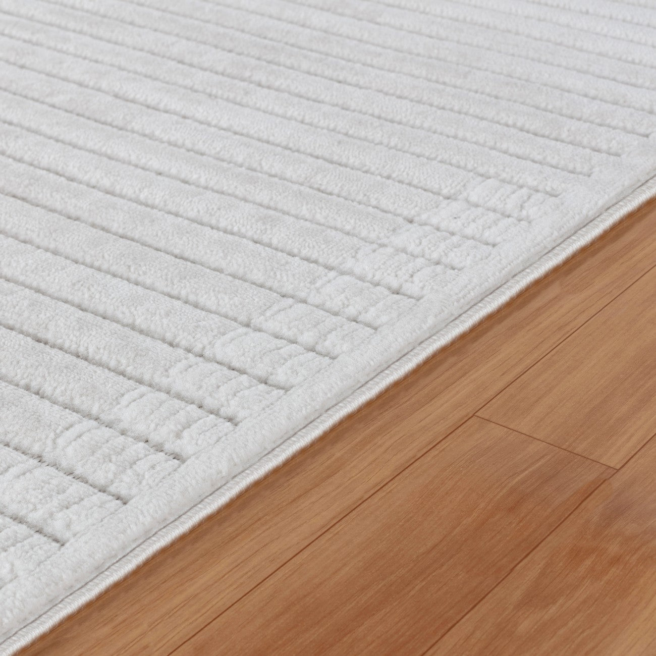 KIYOSHI Indoor & Outdoor Scandi Modern White Area Rug Texture