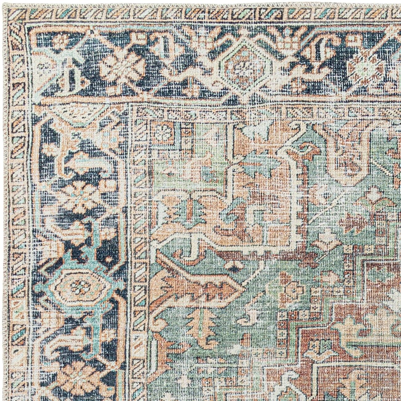 DIDO Machine Washable Traditional Boho Sage Area Rug Zoom