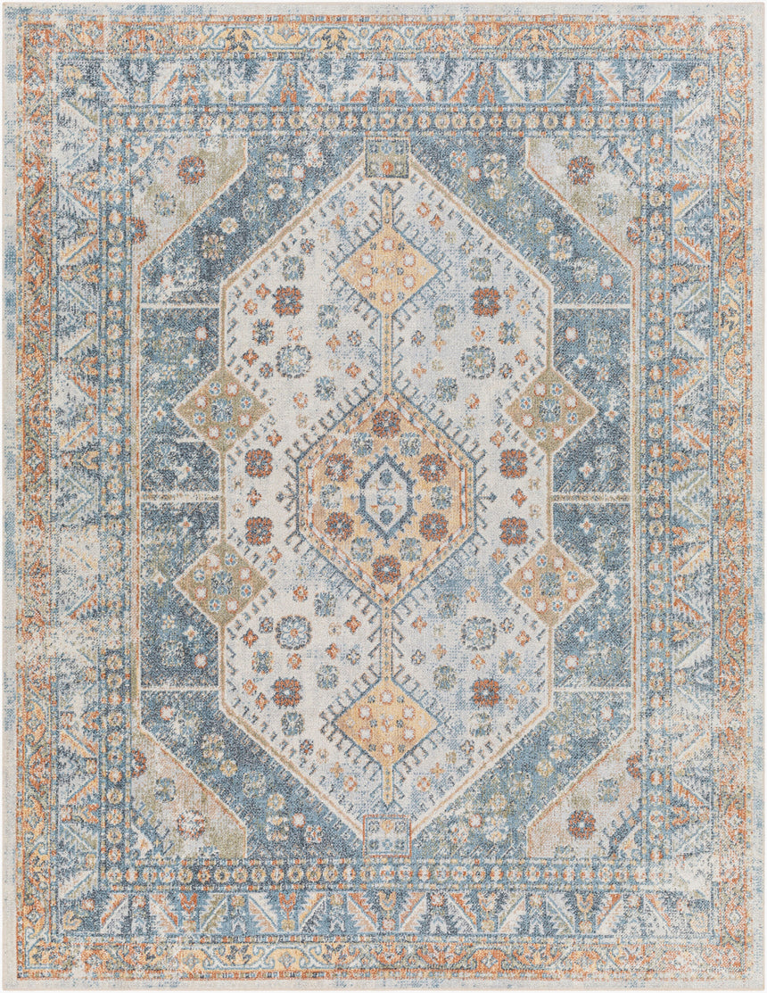 Alka Machine Washable Oriental Boho Denim Rug