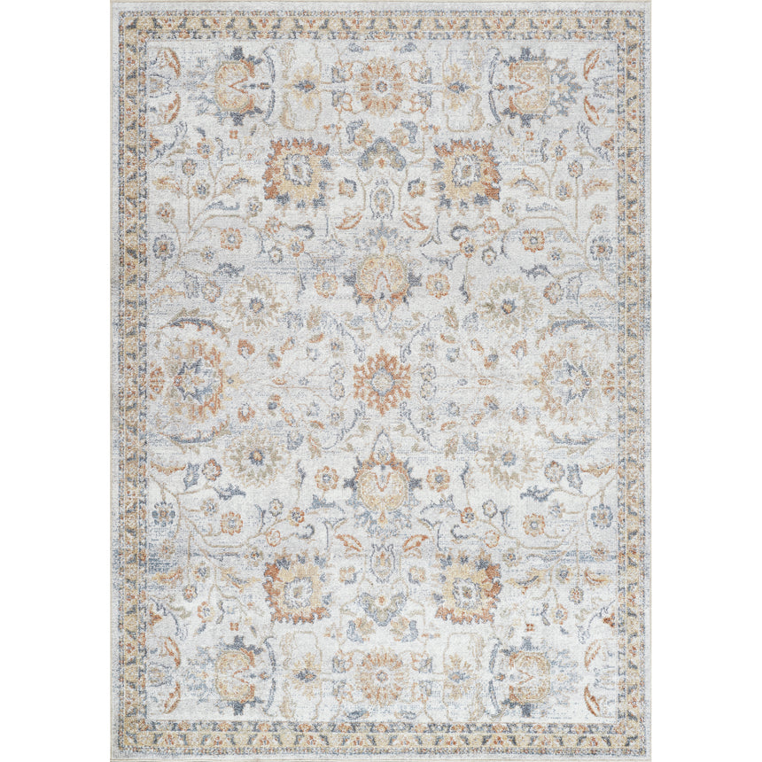 Esther Machine Washable Oriental Boho Grey/Oatmeal Rug