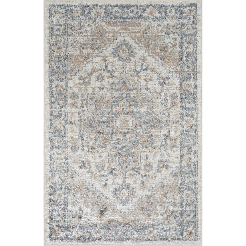 River Machine Washable Oriental Boho Beige Rug