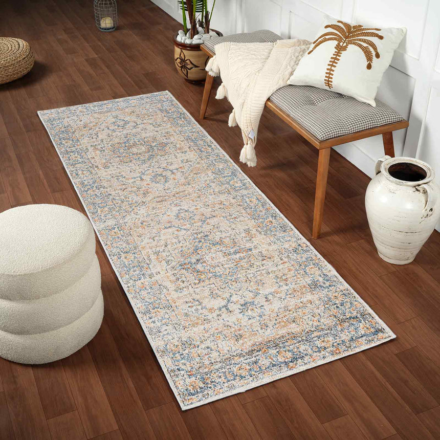River Machine Washable Oriental Boho Beige Rug
