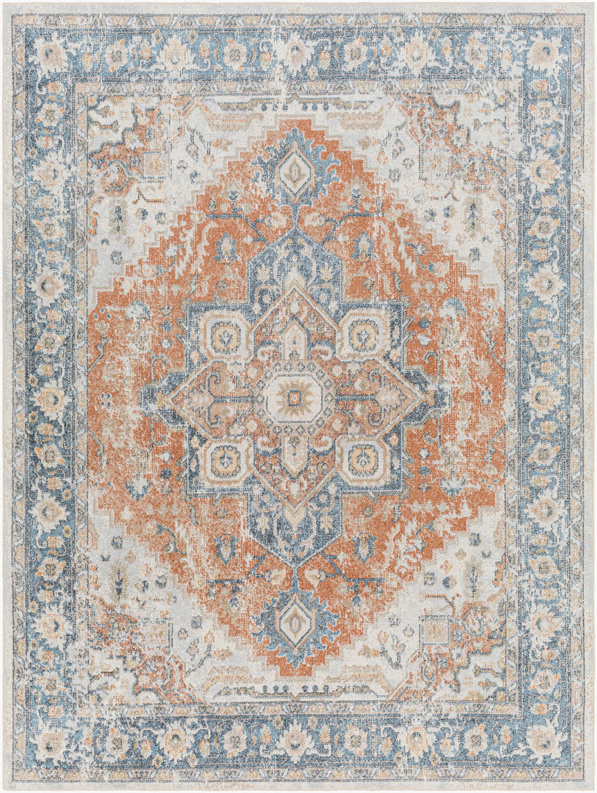River Machine Washable Oriental Boho Burnt Orange Rug