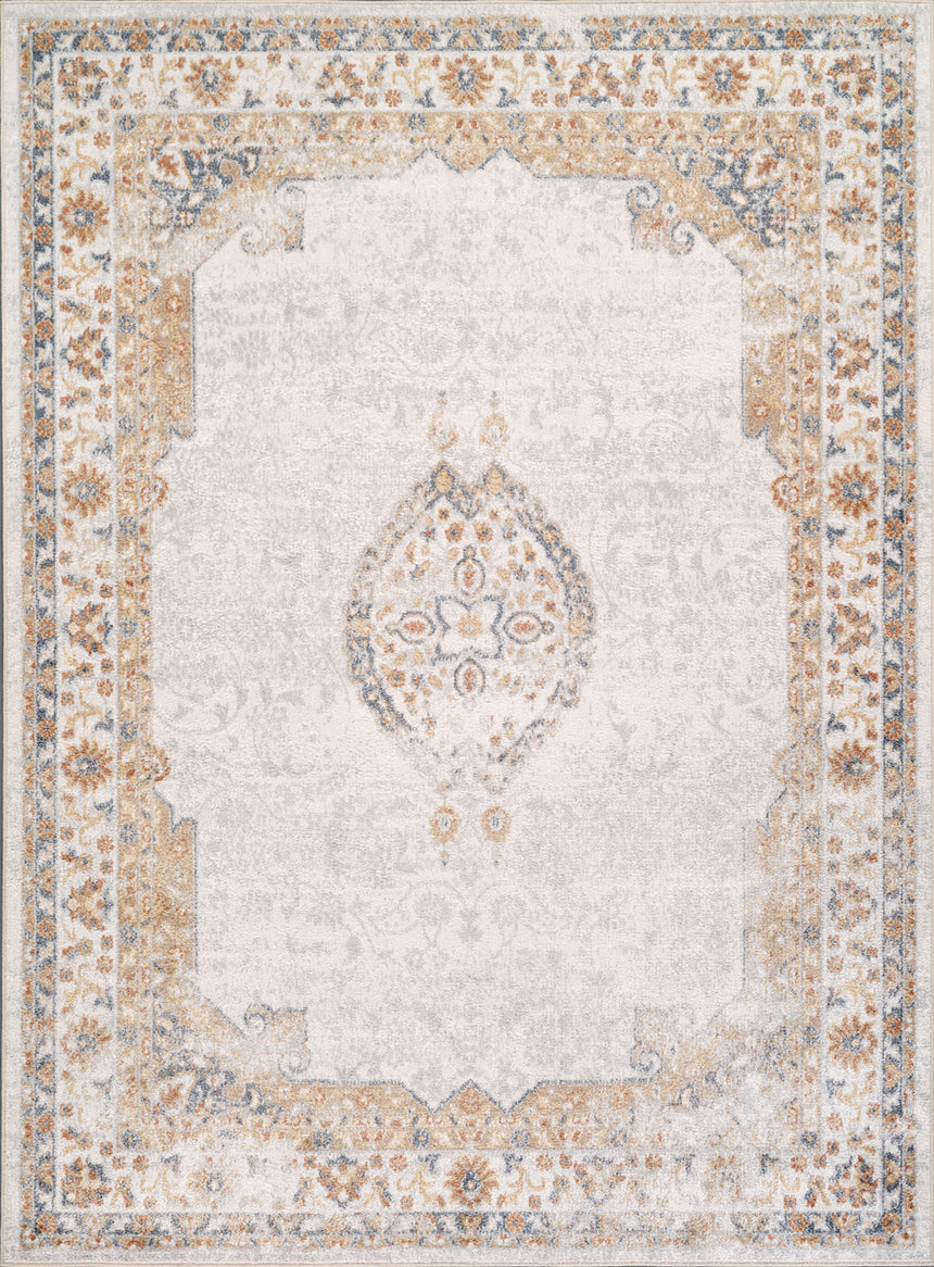 Deepika Machine Washable Oriental Boho Grey/Brown Rug - Image 1
