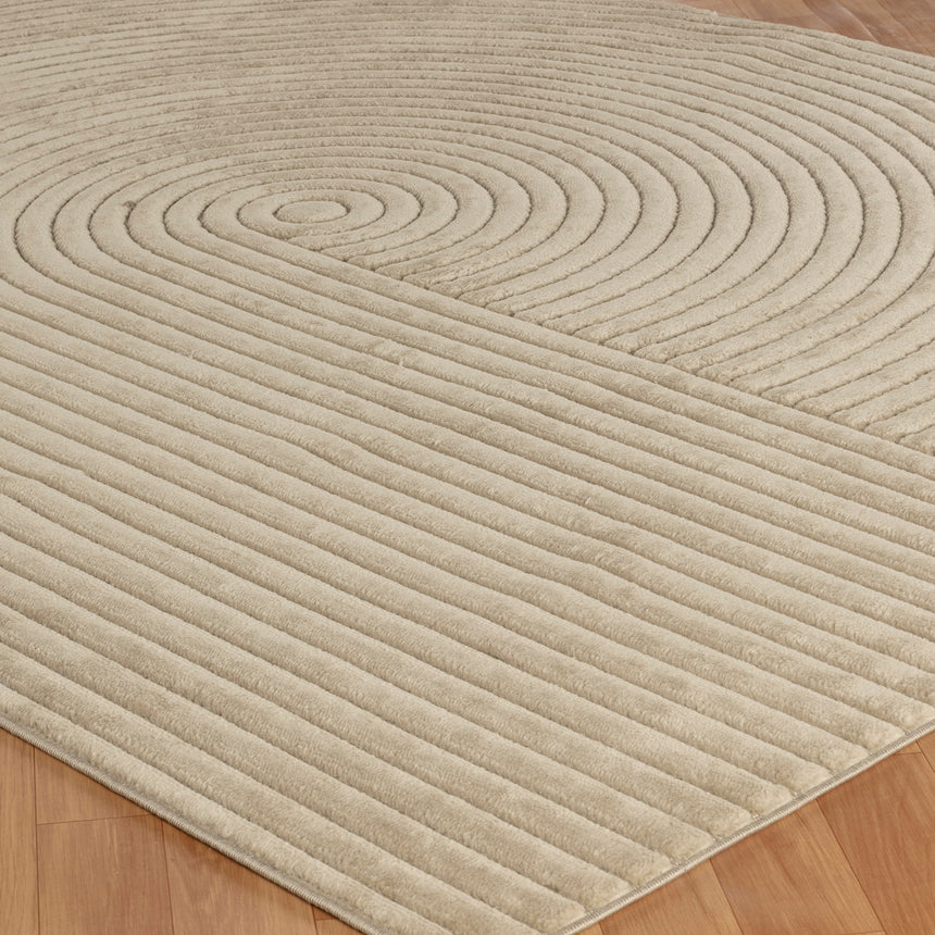 Emiko In- & Outdoor 3D High & Low Pile Textured Beige Rug