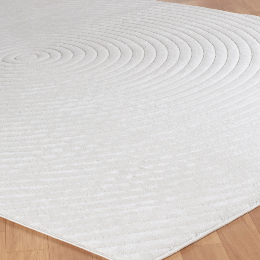 Emiko In- & Outdoor 3D High & Low Pile Textured White Rug
