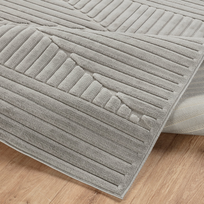 Mitsuko In- & Outdoor 3D High & Low Pile Textured Grey Rug