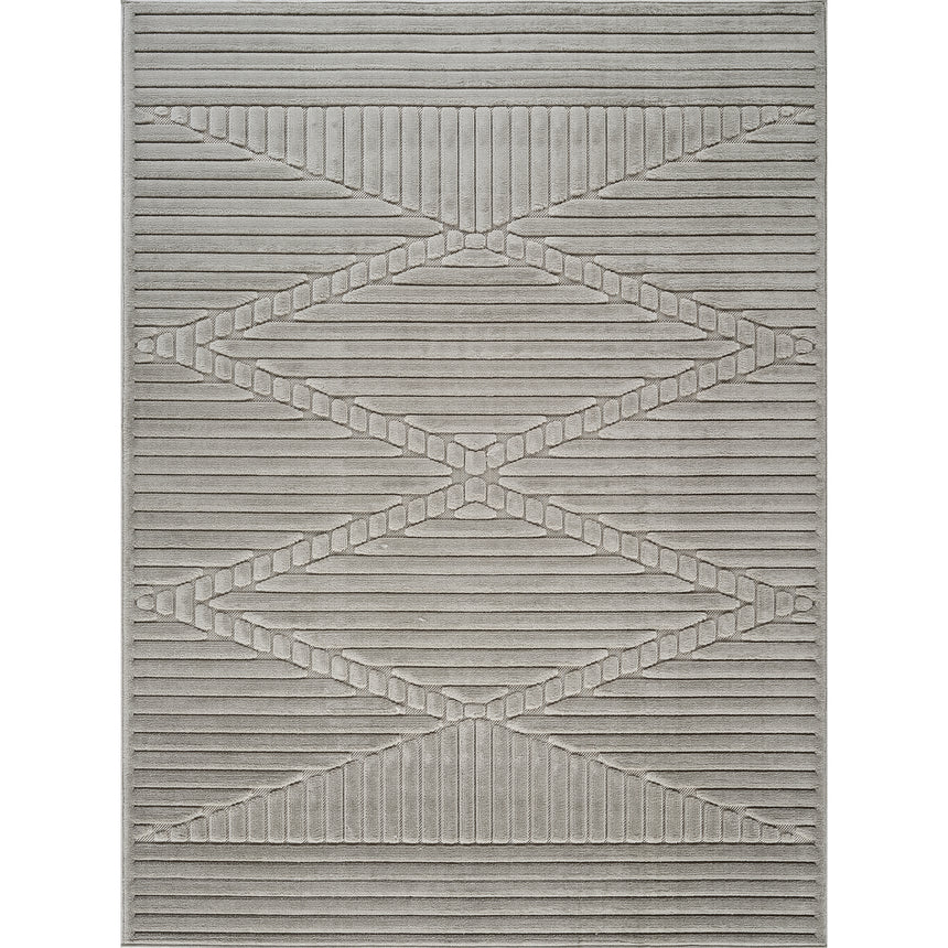 Mitsuko In- & Outdoor 3D High & Low Pile Textured Grey Rug