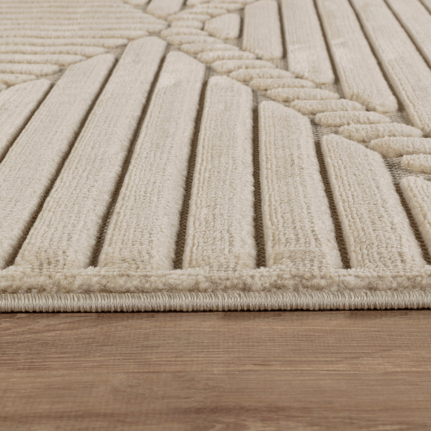 Mitsuko In- & Outdoor 3D High & Low Pile Textured Beige Rug