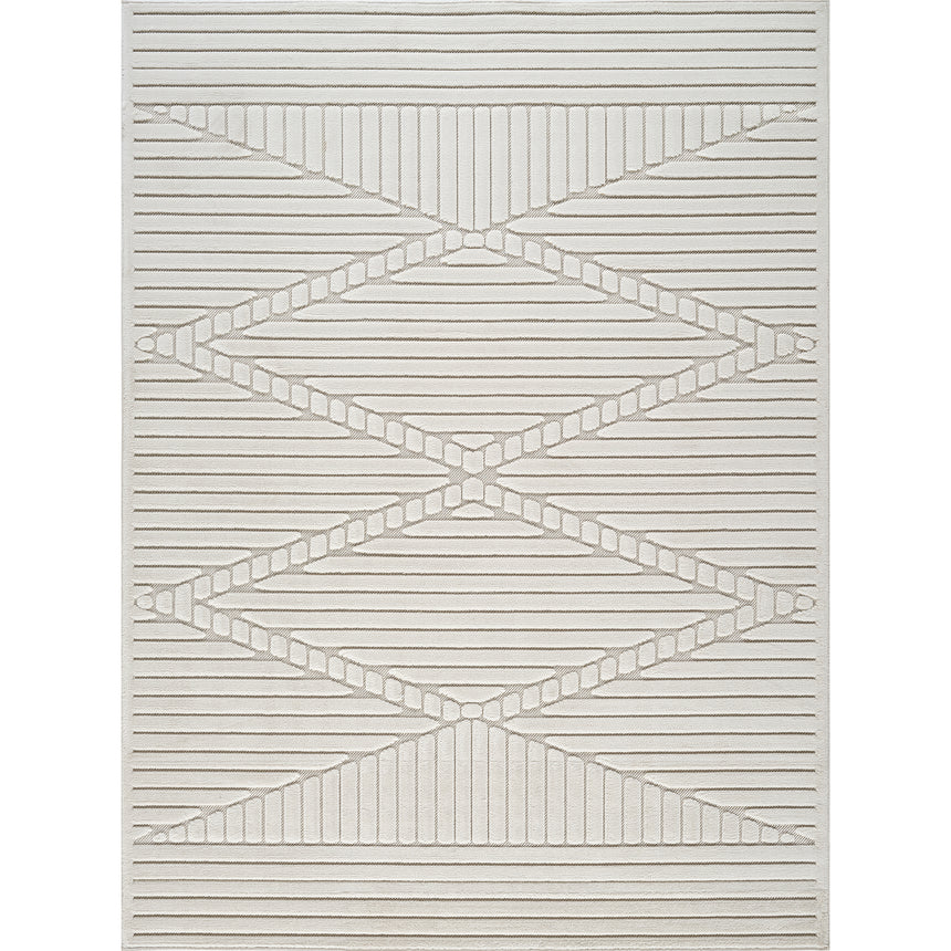 Mitsuko In- & Outdoor 3D High & Low Pile Textured White Rug