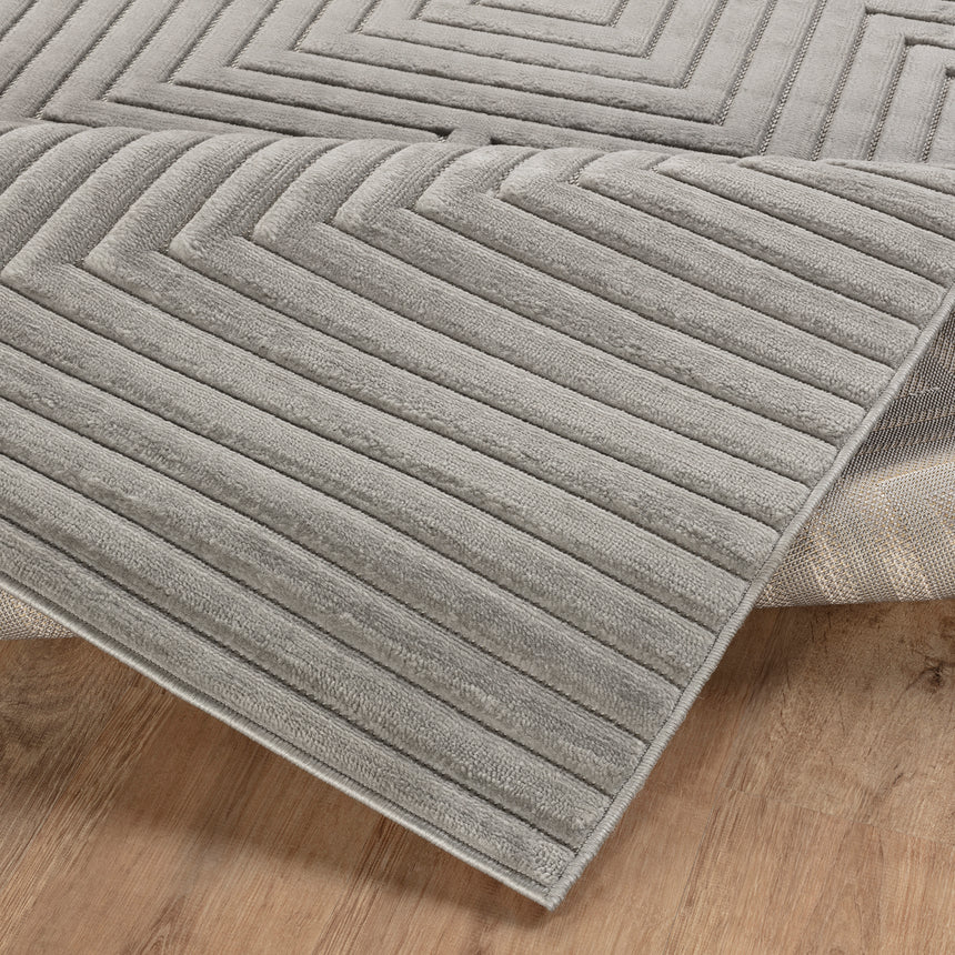 Naoko In- & Outdoor 3D High & Low Pile Textured Grey Rug
