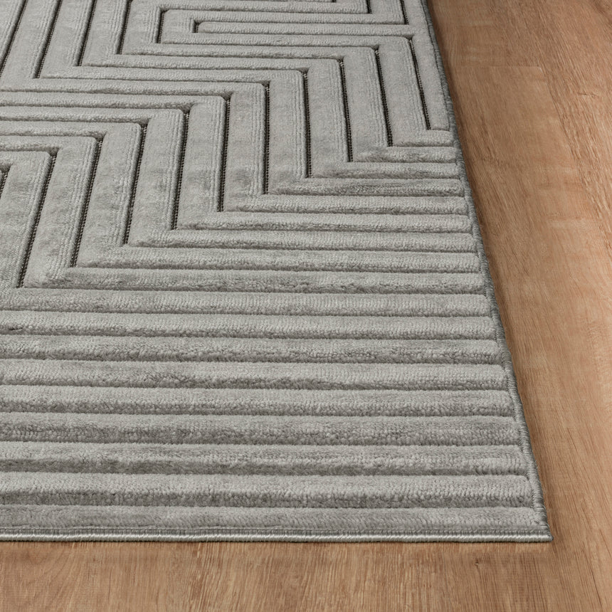Naoko In- & Outdoor 3D High & Low Pile Textured Grey Rug