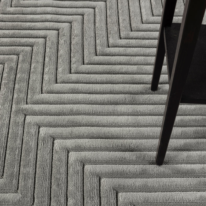 Naoko In- & Outdoor 3D High & Low Pile Textured Grey Rug