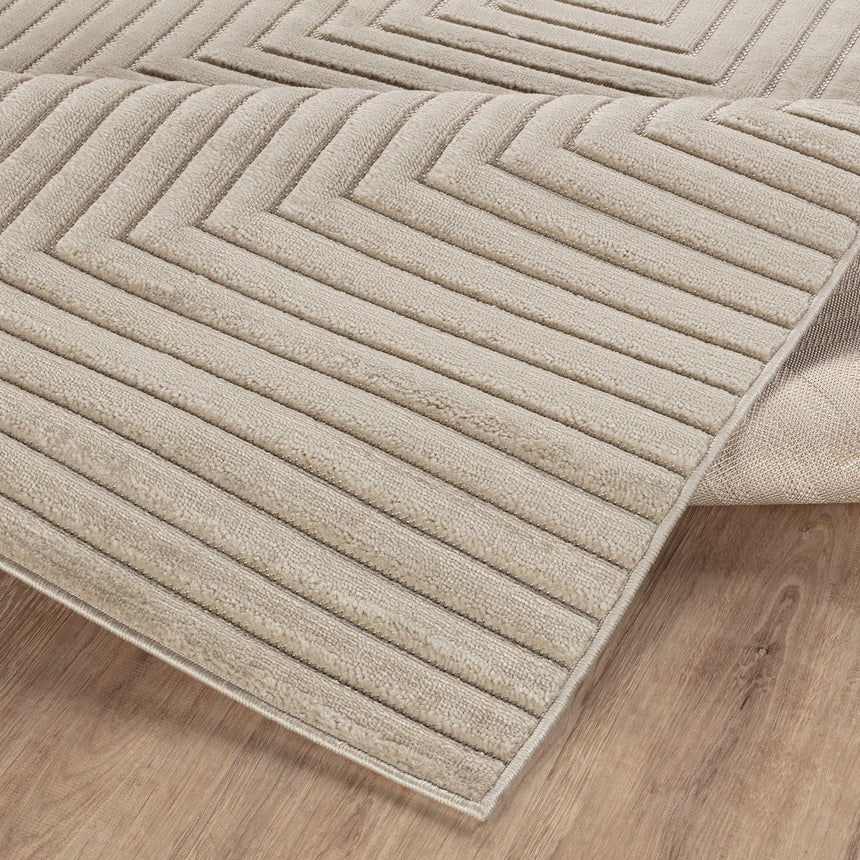 Naoko In- & Outdoor 3D High & Low Pile Textured Beige Rug