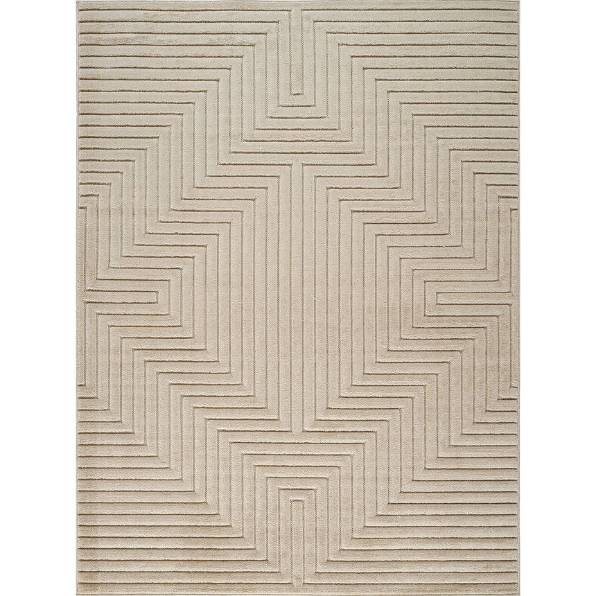 Naoko In- & Outdoor 3D High & Low Pile Textured Beige Rug