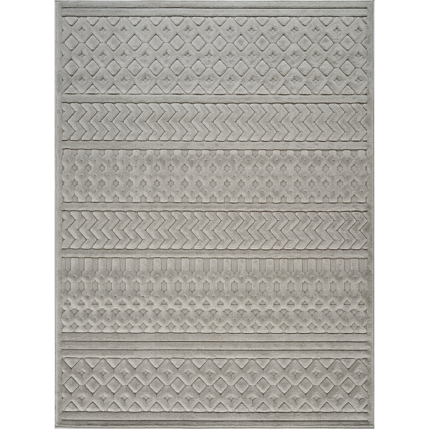 Haruka In- & Outdoor 3D High & Low Pile Textured Grey Rug