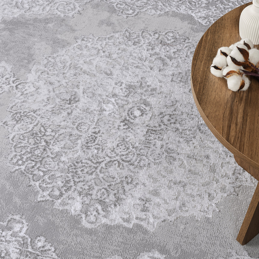 Defne Vintage Oriental Boho White/Grey Rug - Image 9