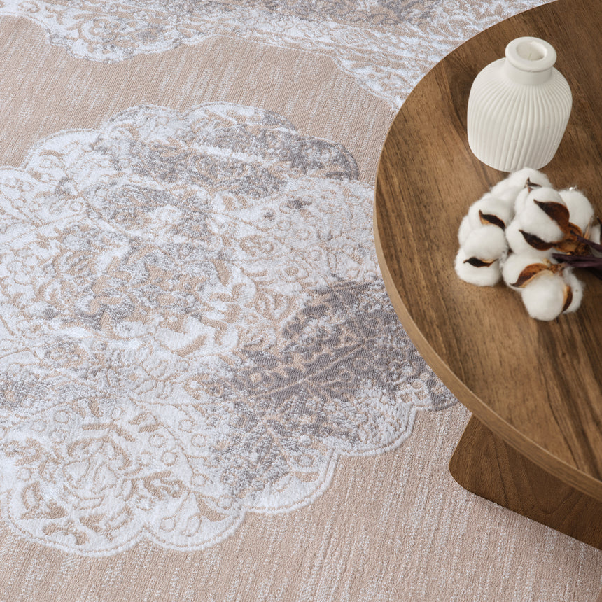 Azra Vintage Oriental Boho Beige/White Rug