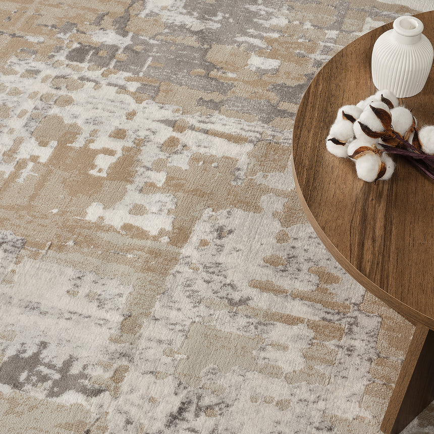 Martina Abstract Modern Marble Beige/White Rug