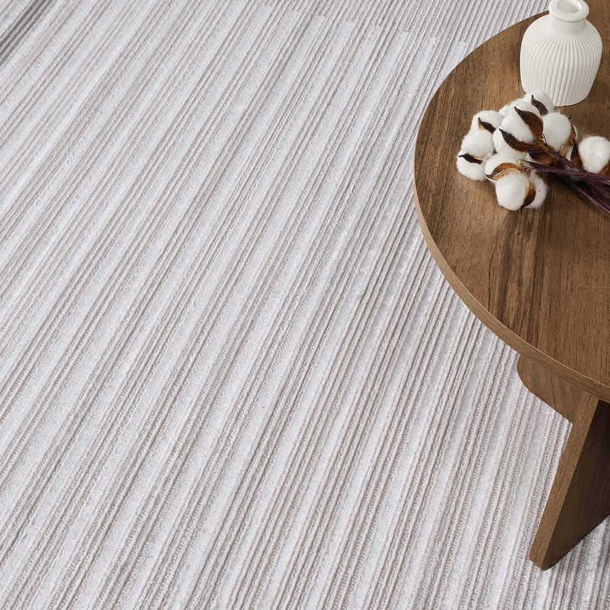 Kaysa Scandi Modern Beige/White Striped Rug