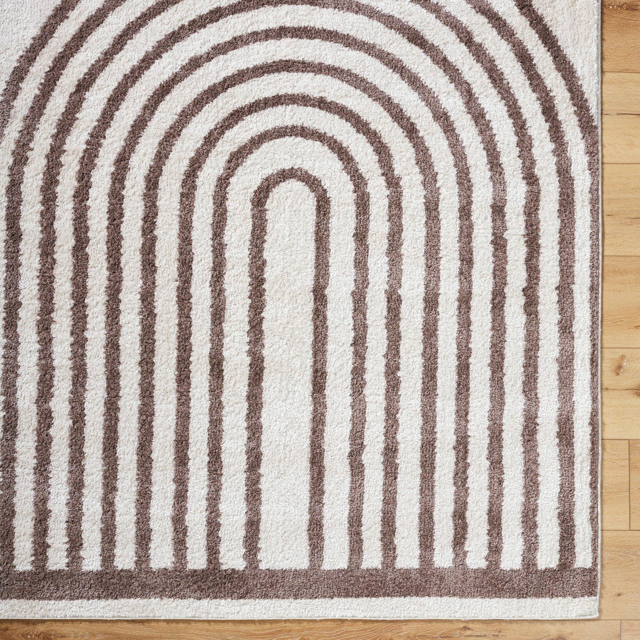 LUCILE Machine Washable Modern Shaggy Dark Brown Area Rug Overhead