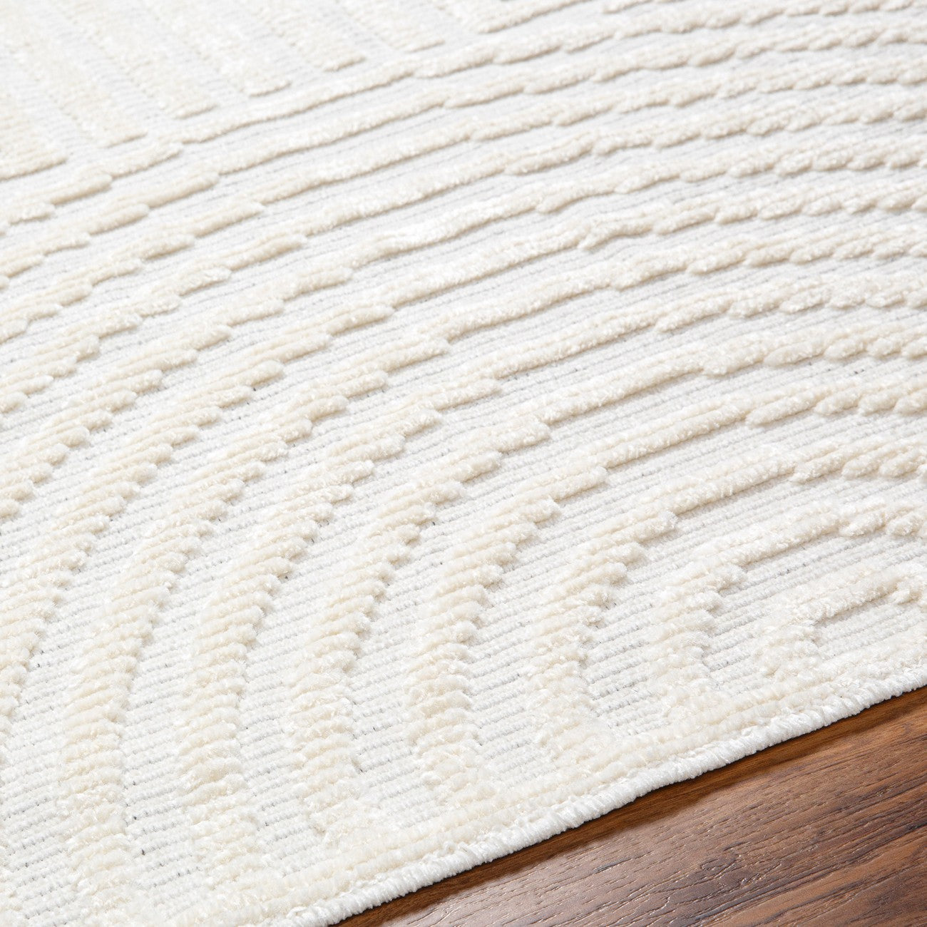 MEERA LAKE Machine Washable Modern Cream Area Rug Texture