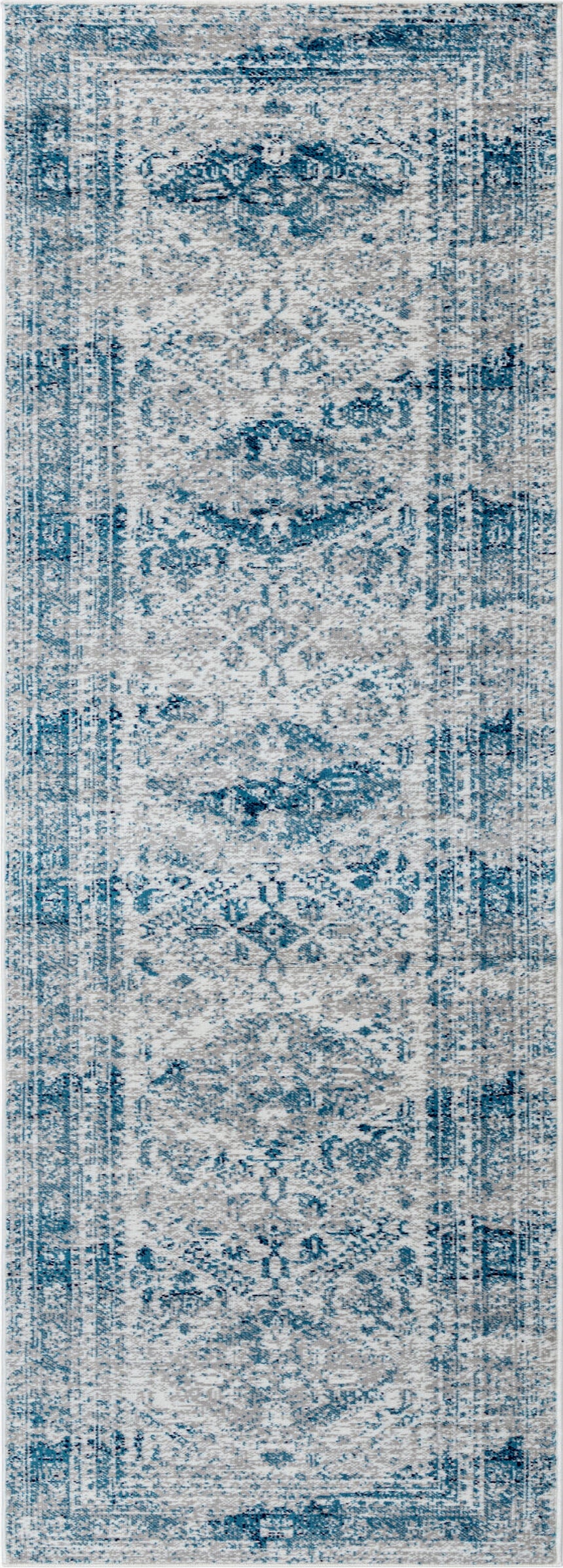 Neelam Vintage Oriental Boho Sky Blue/Light Grey/White/Navy Rug