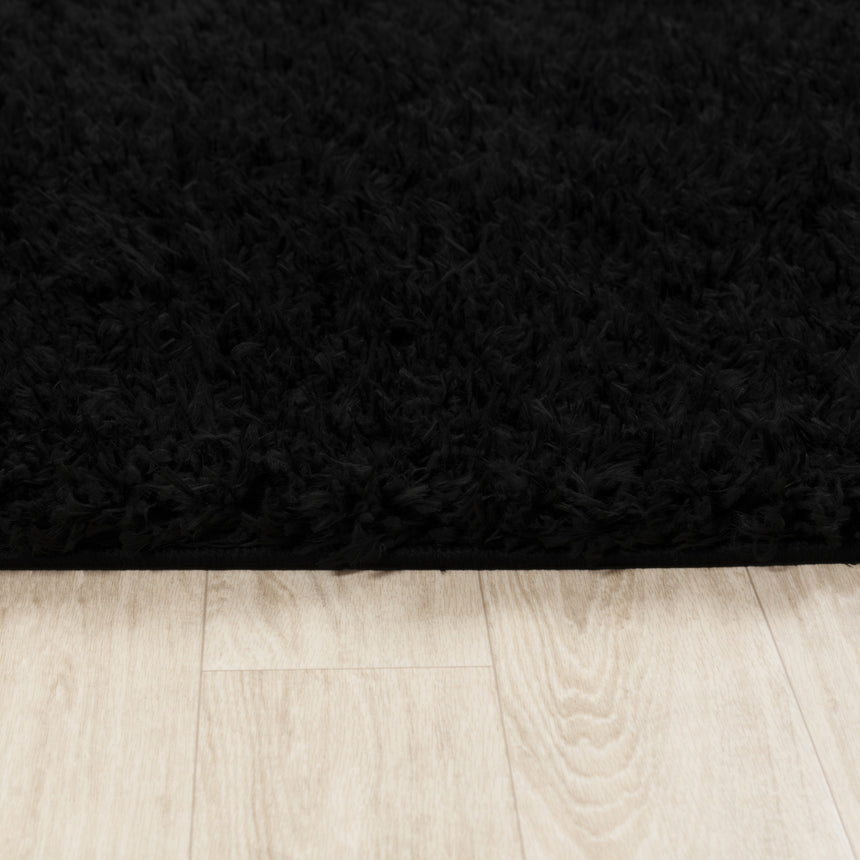 Soso Shaggy Solid Color Plush Pile Black Rug