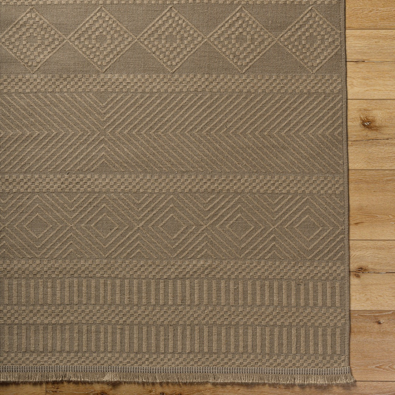 MYTHRI Cottage Tan Machine Washable Jute Area Rug Overhead