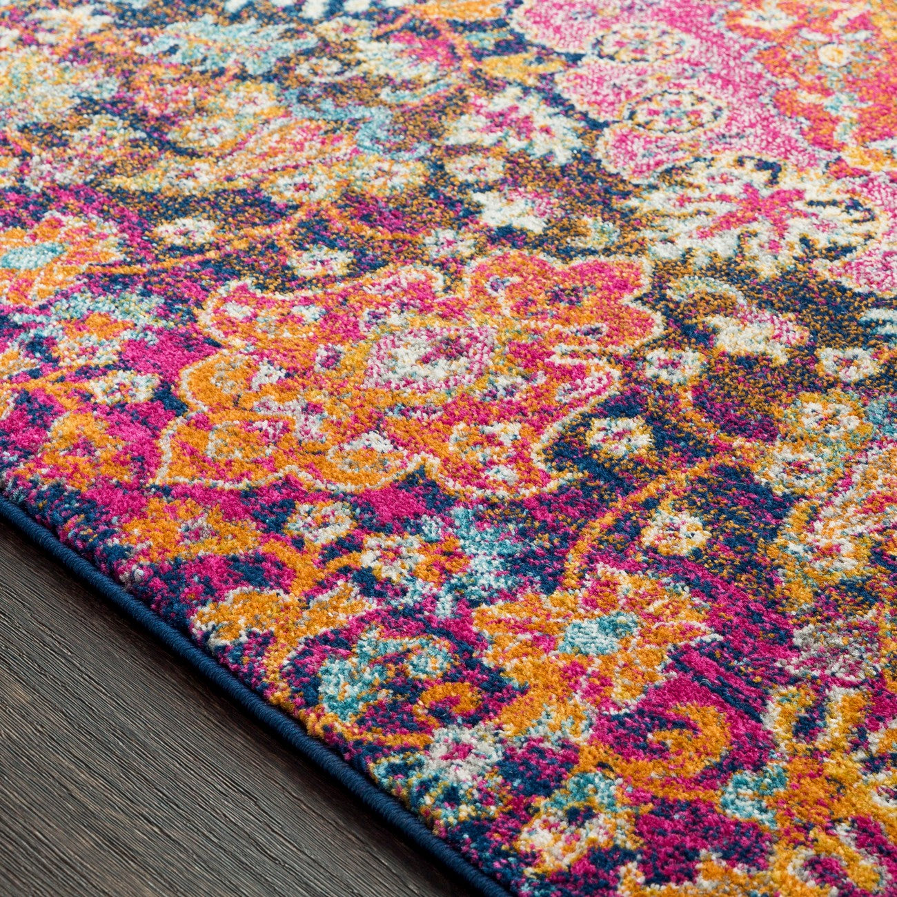 NEERJA Vintage Traditional Oriental Boho Garnet Area Rug Texture