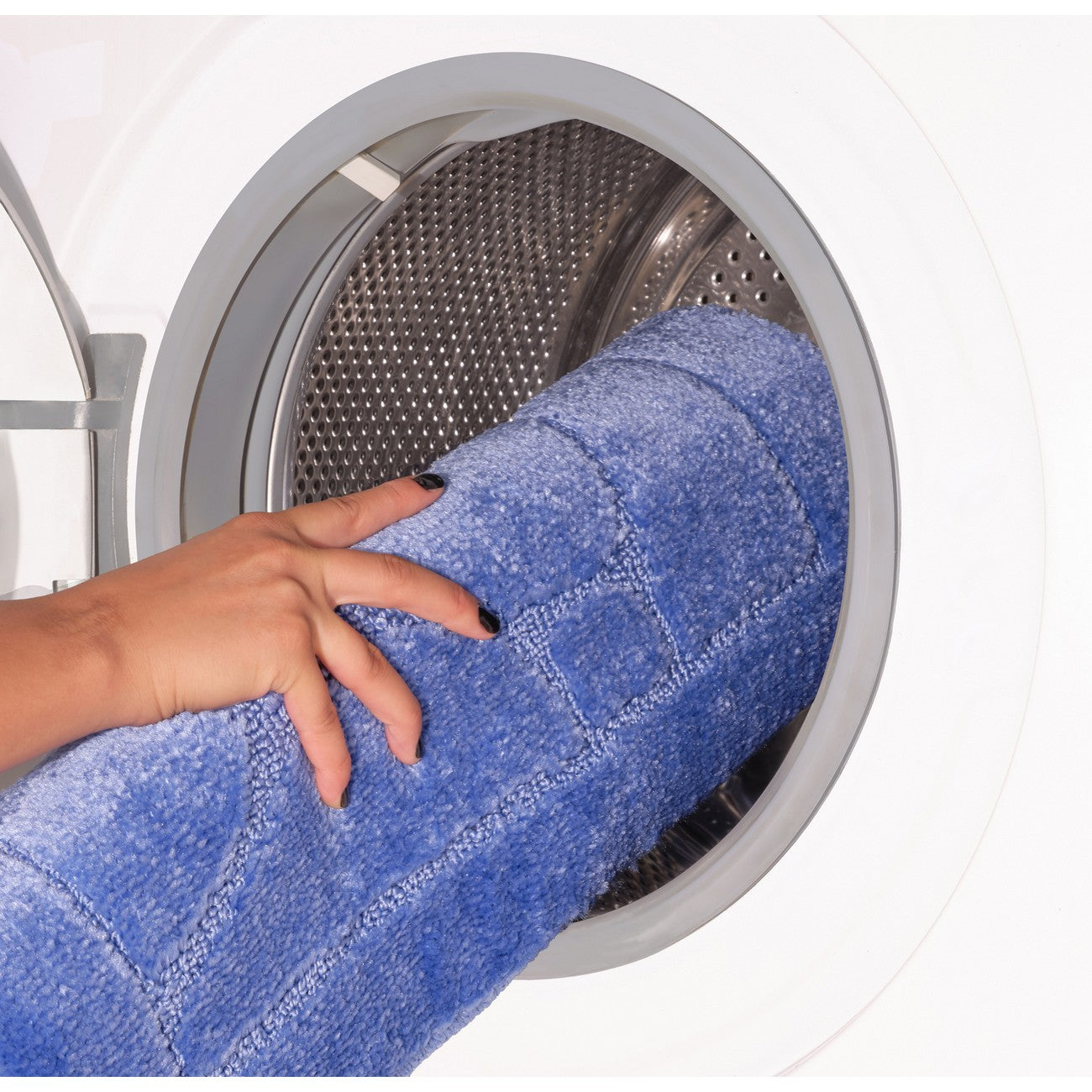 OLIVE 2 Piece Machine Washable Non-Slip Blue Bathroom Rug Set Washable