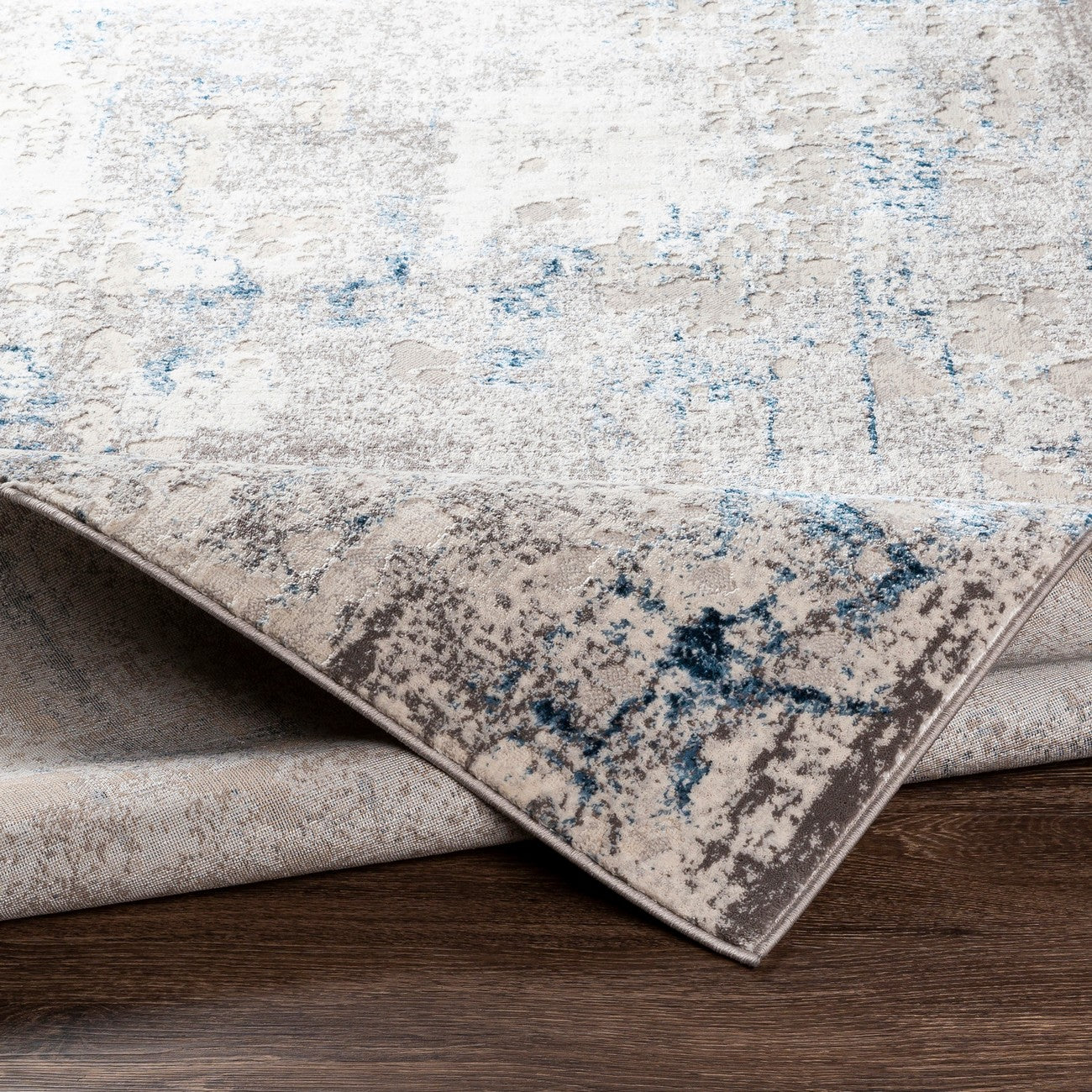 PARKER Abstract Modern Marble Dark Blue Area Rug Fold