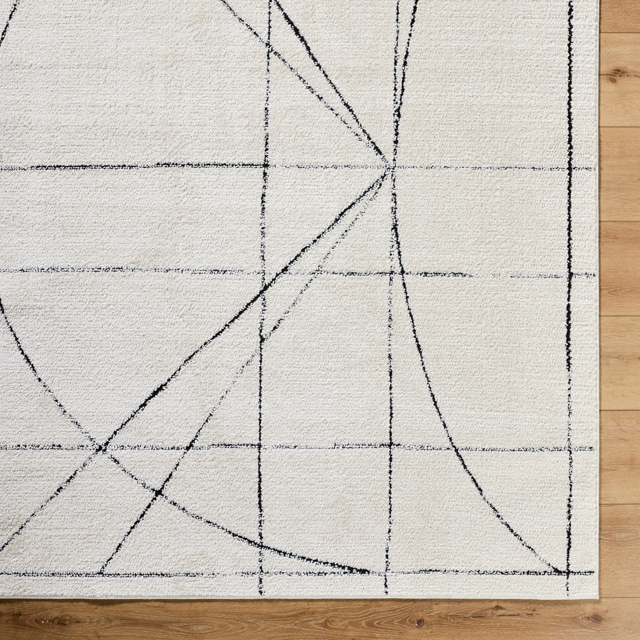 ROMAINE Galey Alix x Livabliss Modern Scandi High Pile Ivory/Black Area Rug Overhead