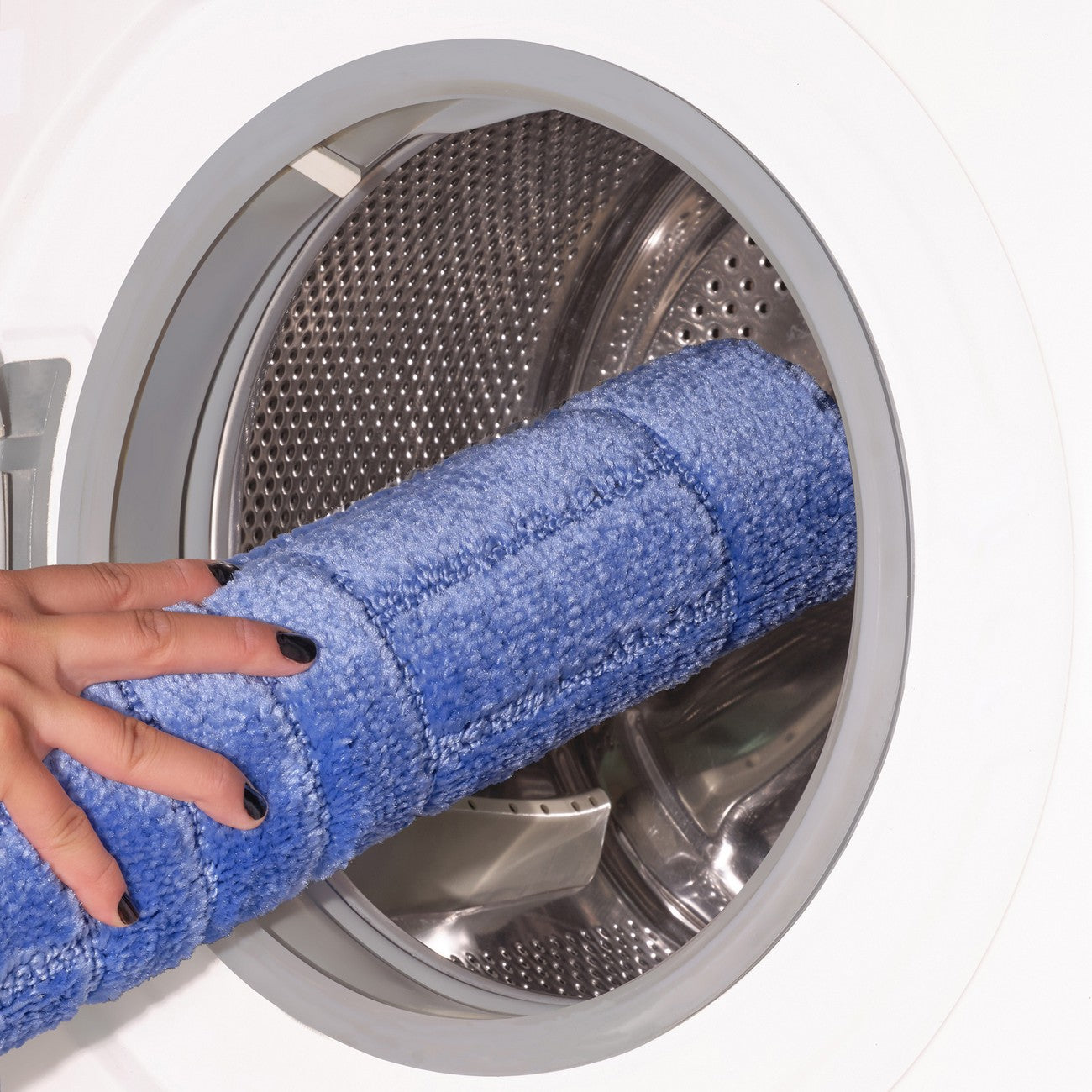 ROYAL 2 Piece Machine Washable Non-Slip Blue Bathroom Rug Set Washable